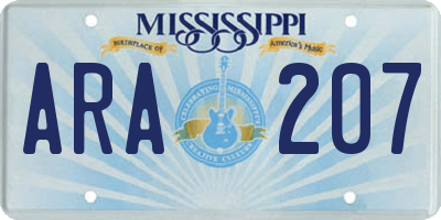 MS license plate ARA207