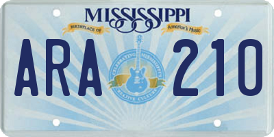 MS license plate ARA210