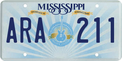 MS license plate ARA211