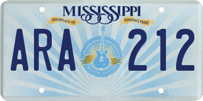 MS license plate ARA212