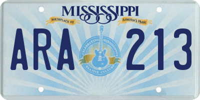 MS license plate ARA213