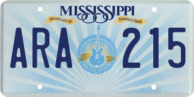 MS license plate ARA215