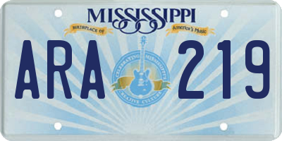 MS license plate ARA219