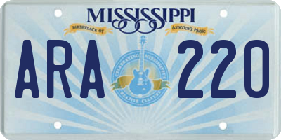 MS license plate ARA220