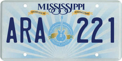 MS license plate ARA221
