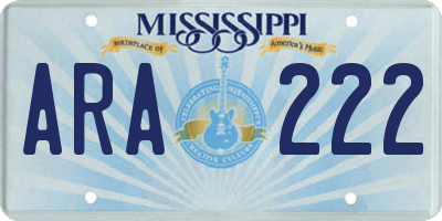 MS license plate ARA222