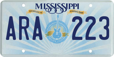 MS license plate ARA223