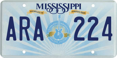 MS license plate ARA224