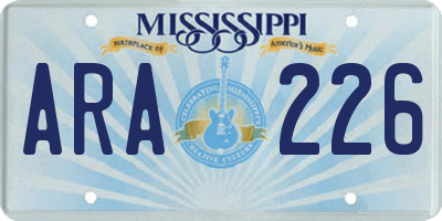 MS license plate ARA226