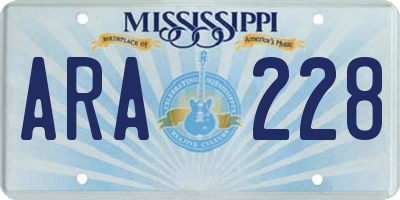 MS license plate ARA228