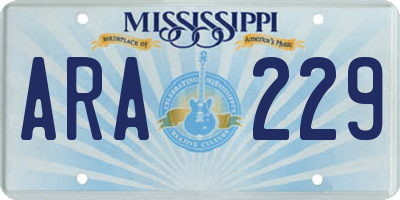 MS license plate ARA229