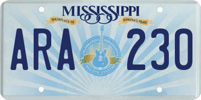 MS license plate ARA230