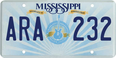 MS license plate ARA232
