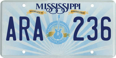 MS license plate ARA236