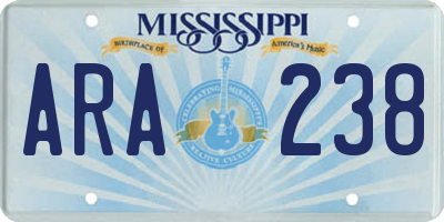 MS license plate ARA238