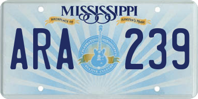MS license plate ARA239