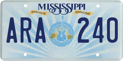 MS license plate ARA240