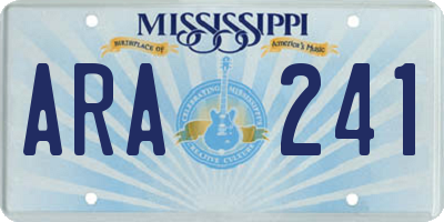MS license plate ARA241