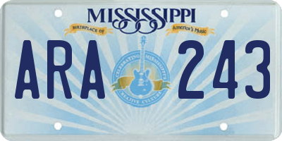 MS license plate ARA243