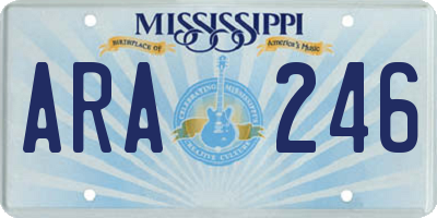 MS license plate ARA246
