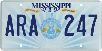 MS license plate ARA247
