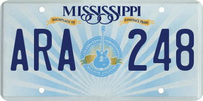 MS license plate ARA248