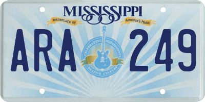 MS license plate ARA249