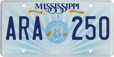 MS license plate ARA250