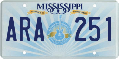 MS license plate ARA251