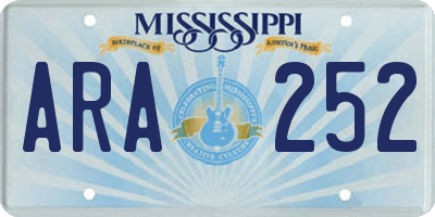 MS license plate ARA252