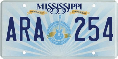 MS license plate ARA254