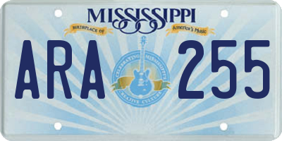 MS license plate ARA255