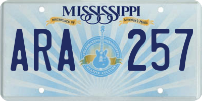 MS license plate ARA257