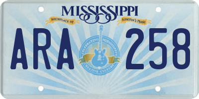 MS license plate ARA258