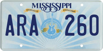 MS license plate ARA260