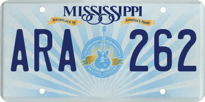 MS license plate ARA262