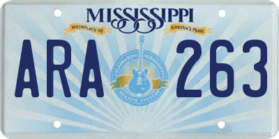 MS license plate ARA263