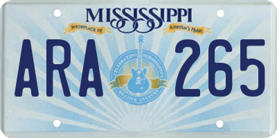 MS license plate ARA265