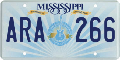 MS license plate ARA266