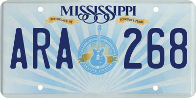 MS license plate ARA268