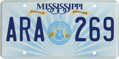 MS license plate ARA269