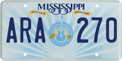 MS license plate ARA270
