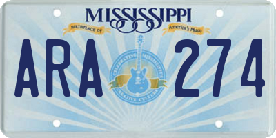 MS license plate ARA274