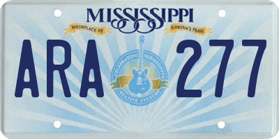 MS license plate ARA277