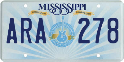 MS license plate ARA278