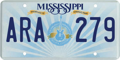 MS license plate ARA279