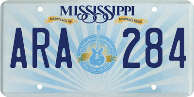 MS license plate ARA284