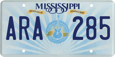 MS license plate ARA285