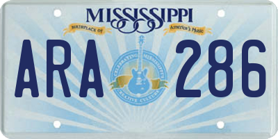 MS license plate ARA286