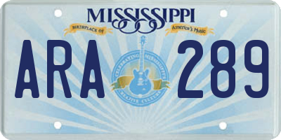 MS license plate ARA289